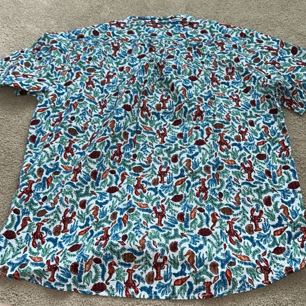 Lands' End Men's Lobster Print Seersucker Shirt